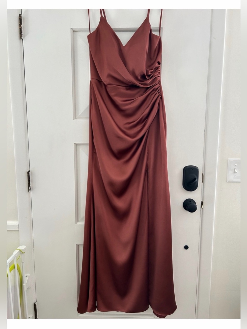 Revelry Rory Satin Autumn Wedding Guest Dress Cinnamon Rose